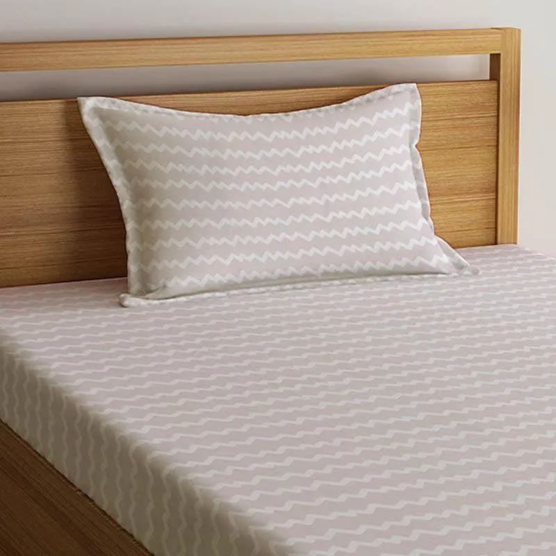 Striped Wonder Bedsheet (Beige) - 150 GSM media 3