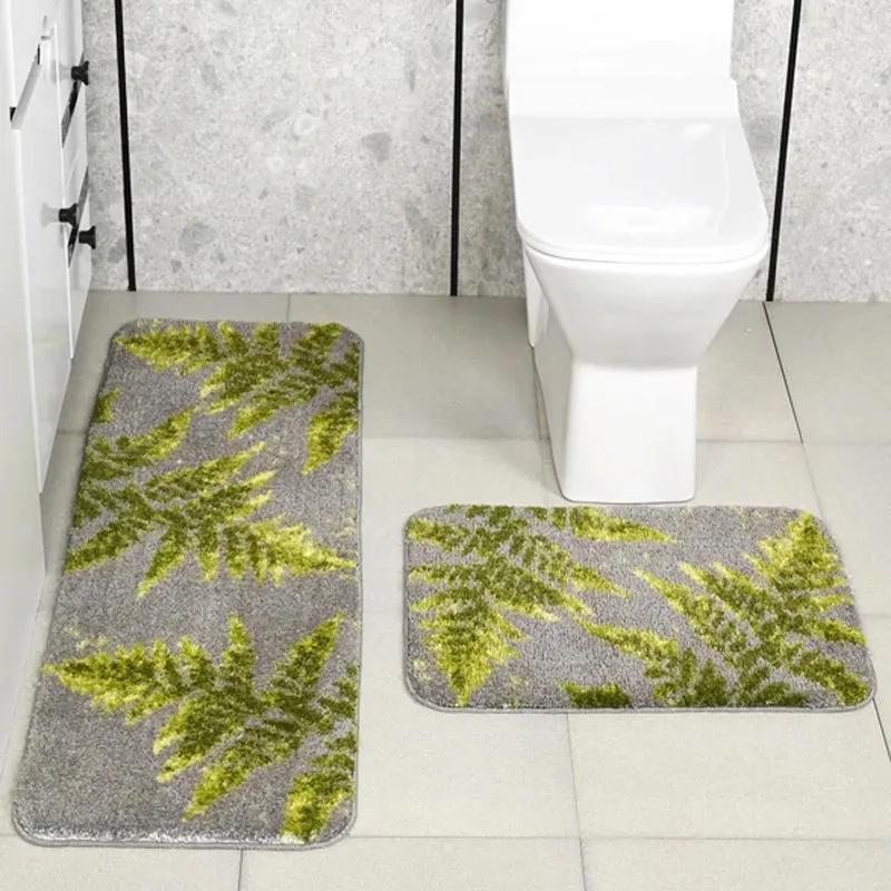 Saral Home Cedar Anti-Skid Bathmat (Grey)  - Set of Two media 1
