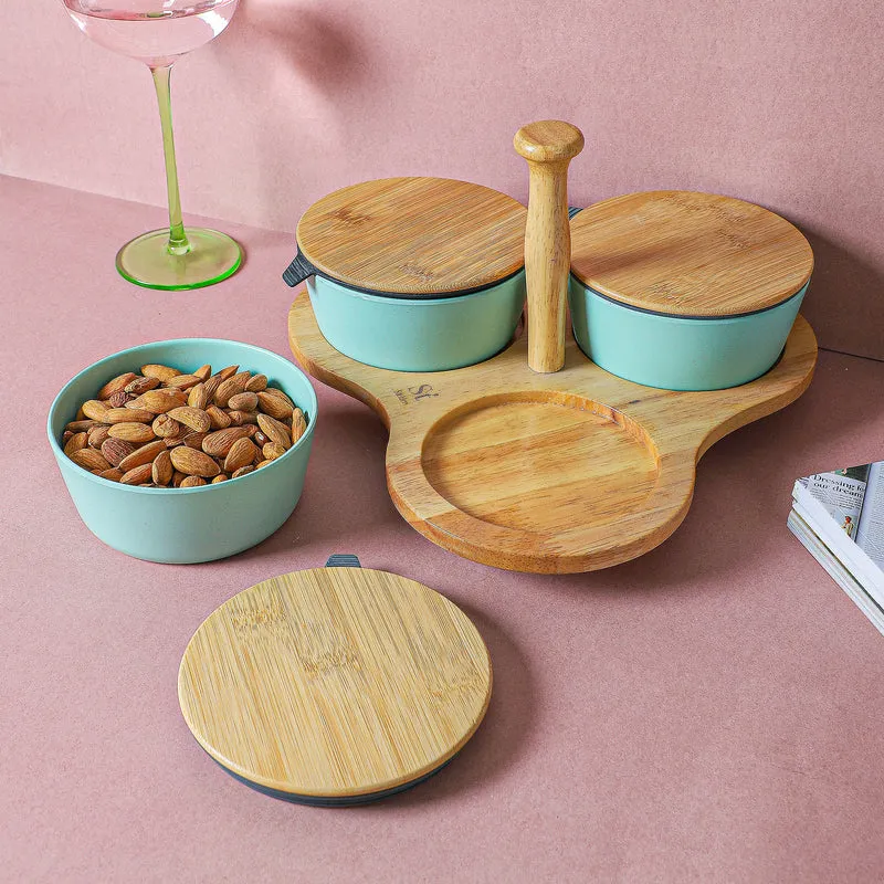 Nava Snack Bowl With Tray (Blue) - Four Piece Set media 5