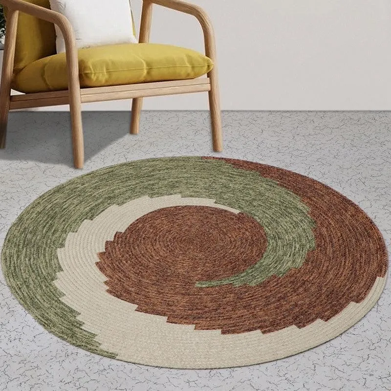 Spiro Round Cotton Cotton Rug - Green & Brown media 3