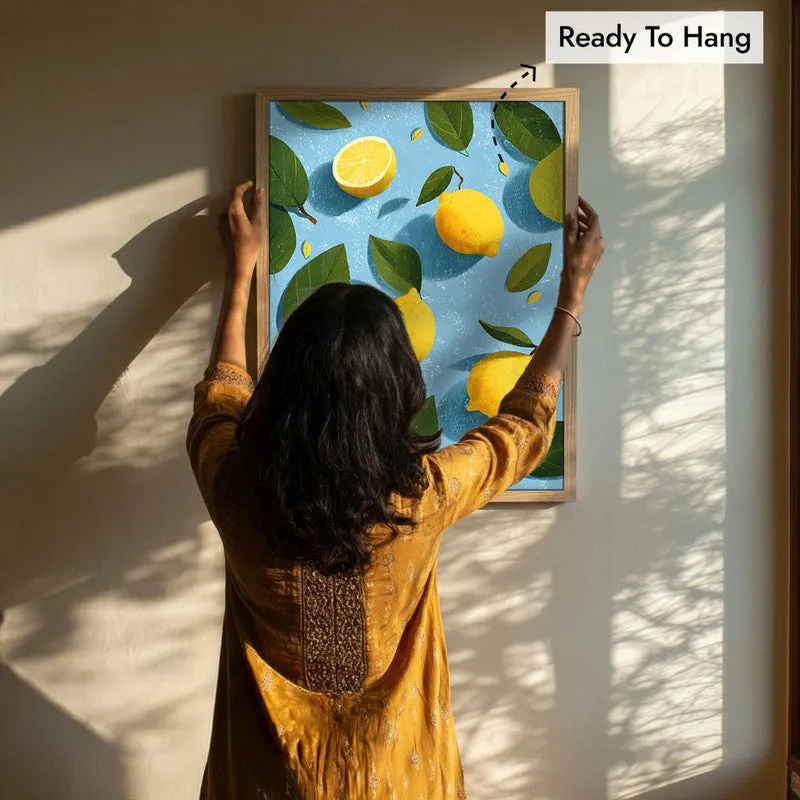 Lemon Study Canvas Wall Painting - Brown Frame media 8