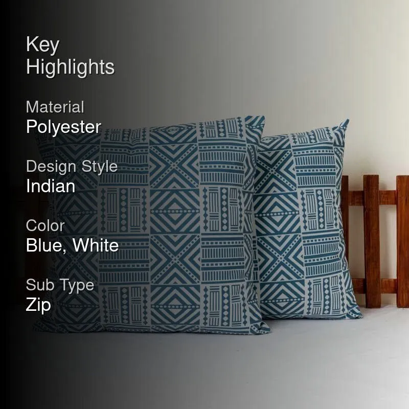Crafted In Blue Cushion Cover - Set of Two media 2