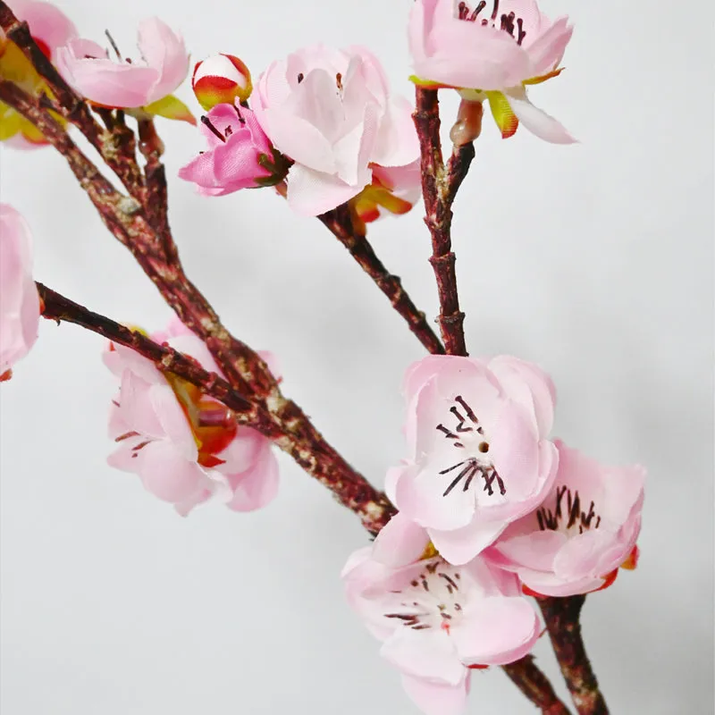 Artificial Plum Blossom Flower Stick - Pink - 4