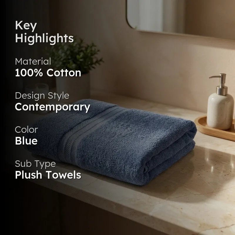 PlushAura Cotton Bath Towel (Navy) media 2