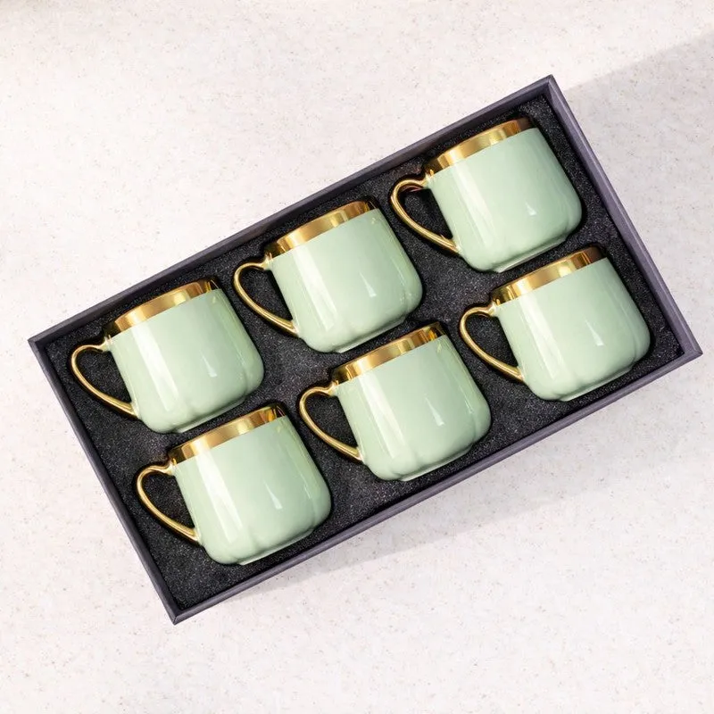 Cupino Porcelain Tea Cup (220 mL Each,Green) - Set Of Six media 3