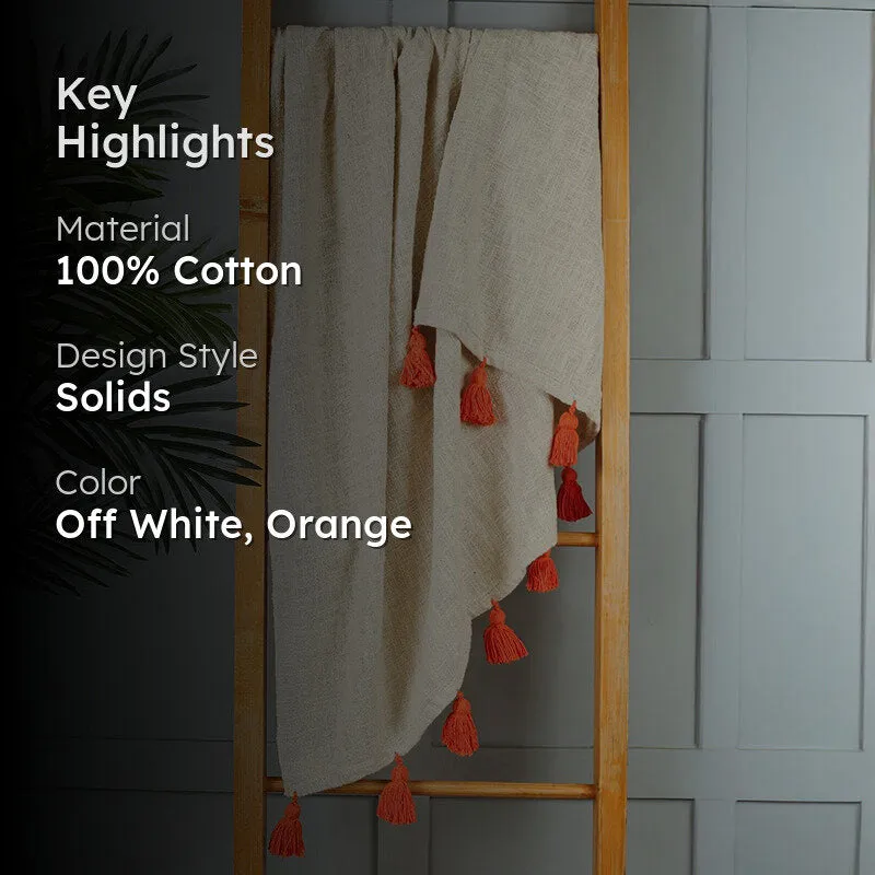 Tassura Tasselled Cotton Throw - Orange media 2