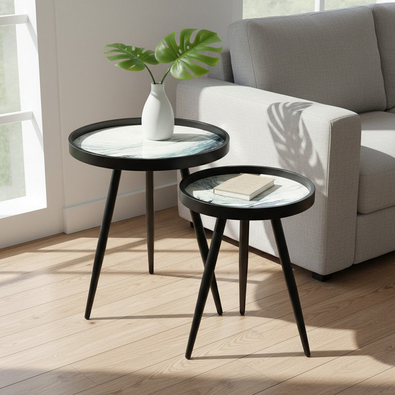 ScandiNest Mango Wood Side & Bedside Tables - Set of Two