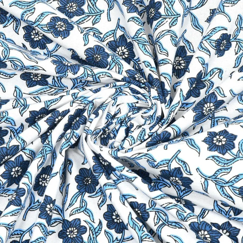Crafto Cotton Bedsheet (Blue,White) - 240 TC media 5