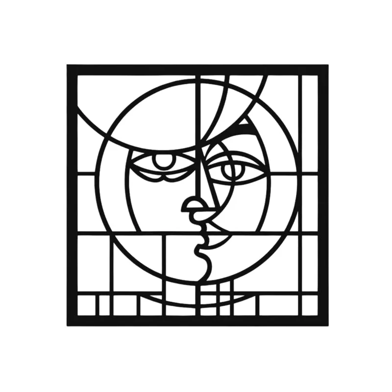 Abstract Face Lines Iron Wall Accent media 4
