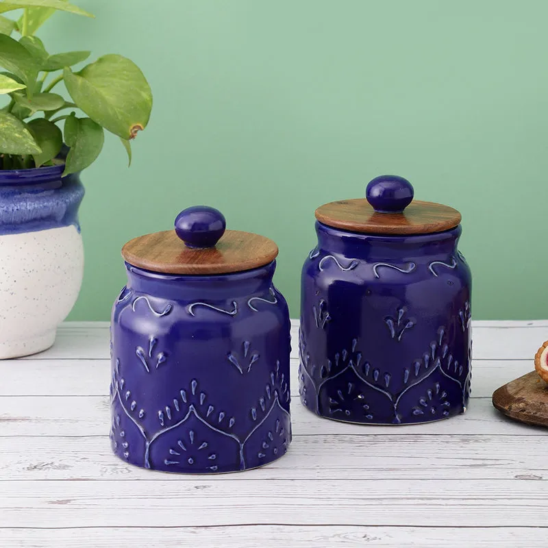 Taru Ceramic Jar (500 mL Each) - Set Of Two media 1