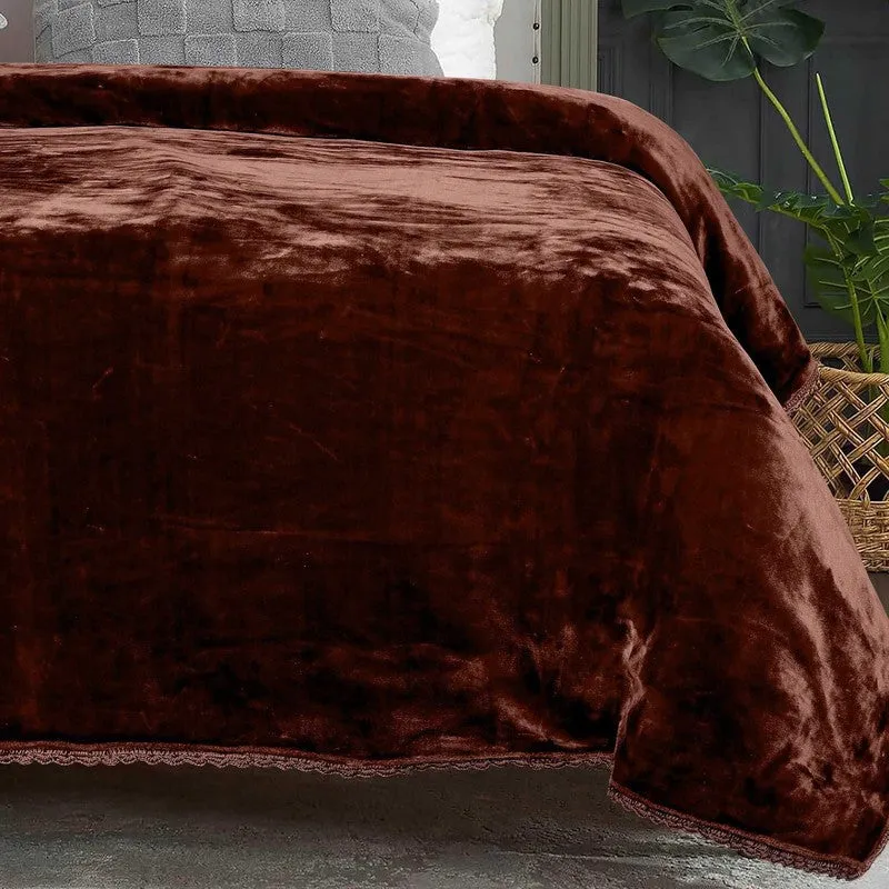 Singu Polyester Solid Blanket - Brown media 3