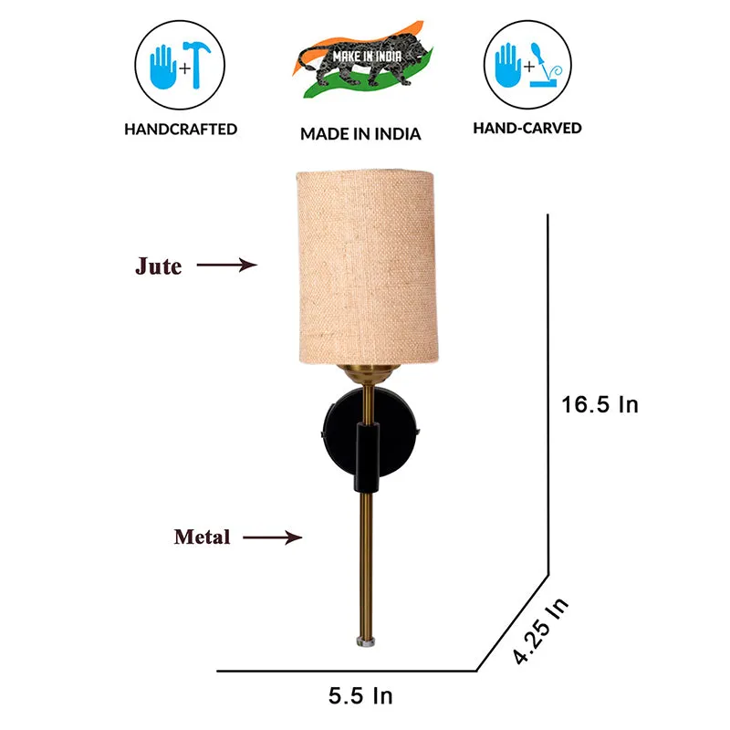 Beryll Cylindrical Jute Wall Lamp - Beige media 6