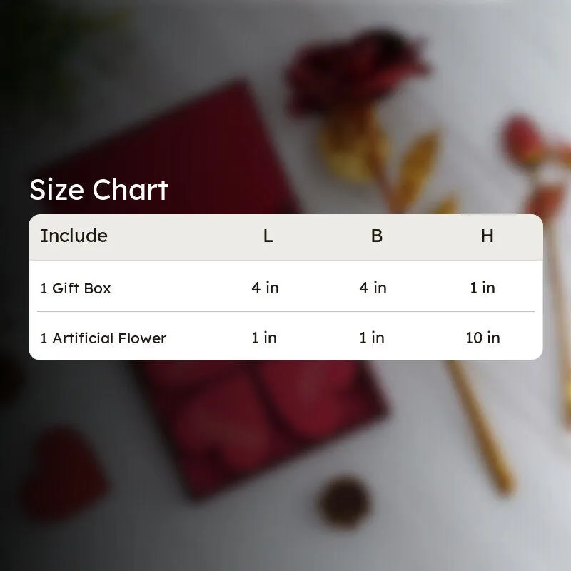 Love Notes & Artificial Rose Gift Box - Red - 13