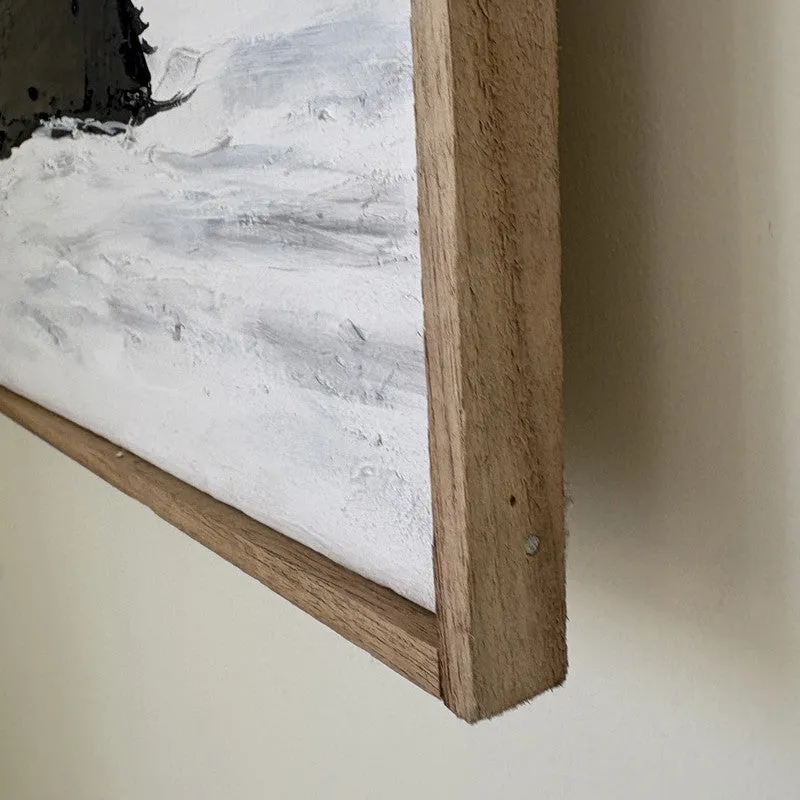 Side angle showing the canvas edge and wood-toned frame detail