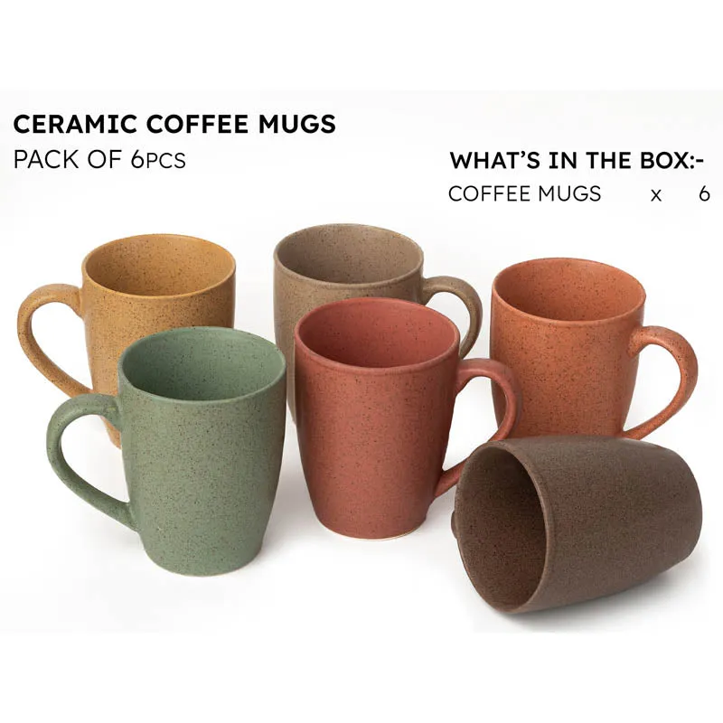 Sip & Style Ceramic Coffee Mug (Multicolor/300 mL Each) - Set Of Six media 3