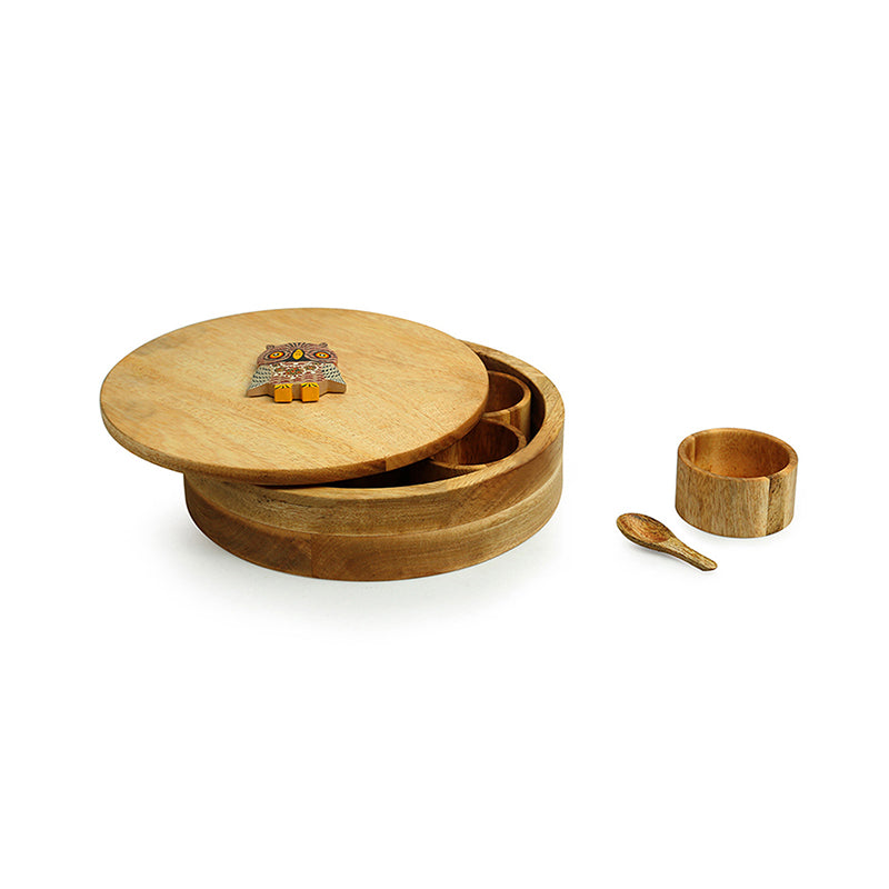 Tarkari Mango Wood Masala Box - Nine Piece Set media 5