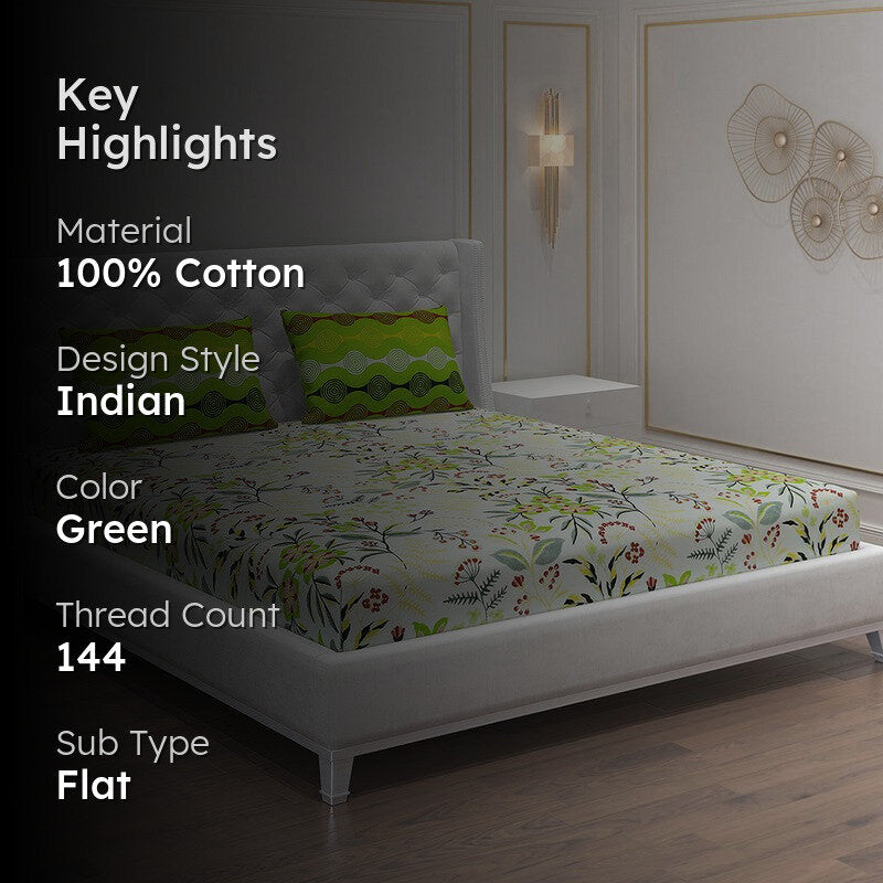 Monte Carlo Flora Cotton Bedsheet - 144 TC media 2