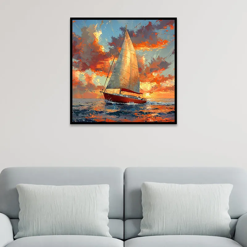 Sails Of Sunset Canvas Wall Art With Frame media 5