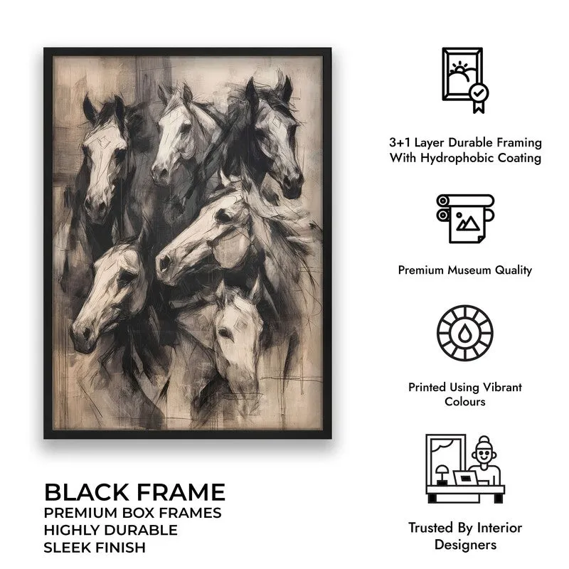 Noble Horses Wall Painting With Black Frame media 10