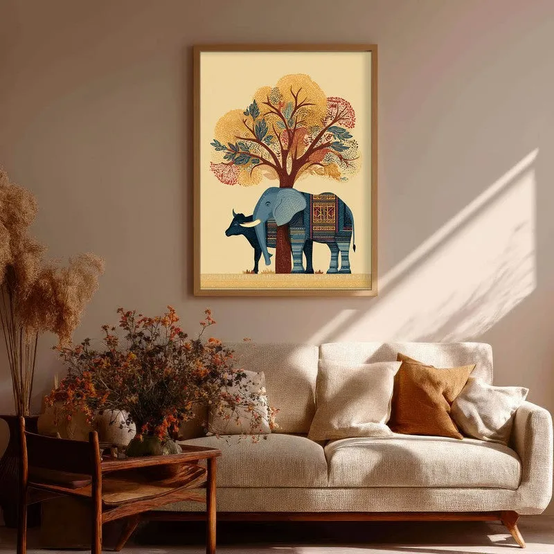 Gajraj Canvas Wall Painting With Brown Frame media 7