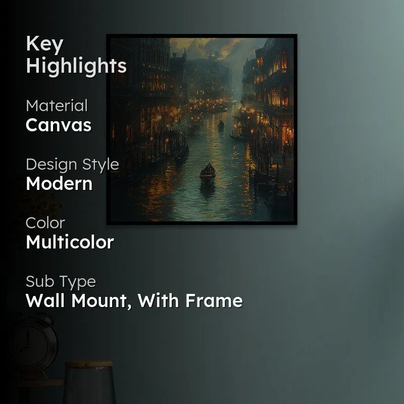 Lights Of Venice Canvas Wall Art With Frame media 2