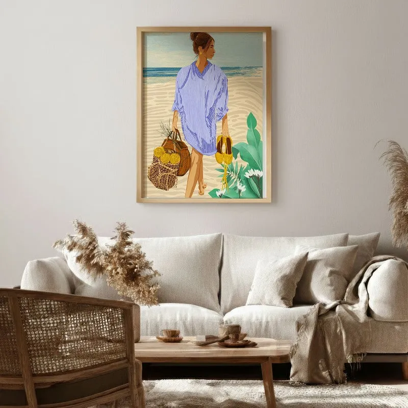 Coastal Escape Canvas Wall Painting - Brown Frame media 1