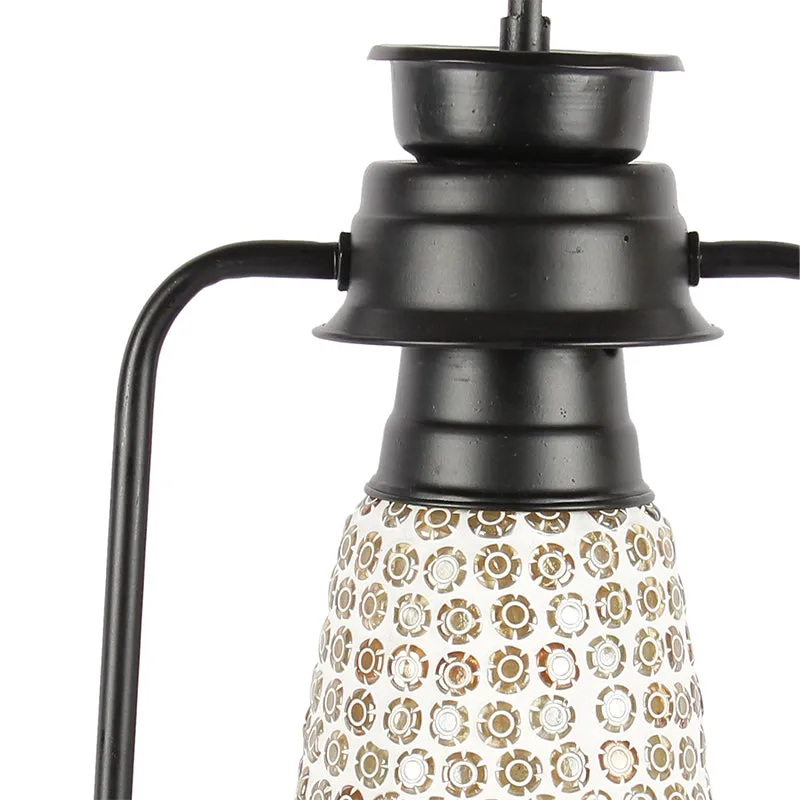 Navina Mosaic Lantern Iron Table Lamp - Black,White media 3