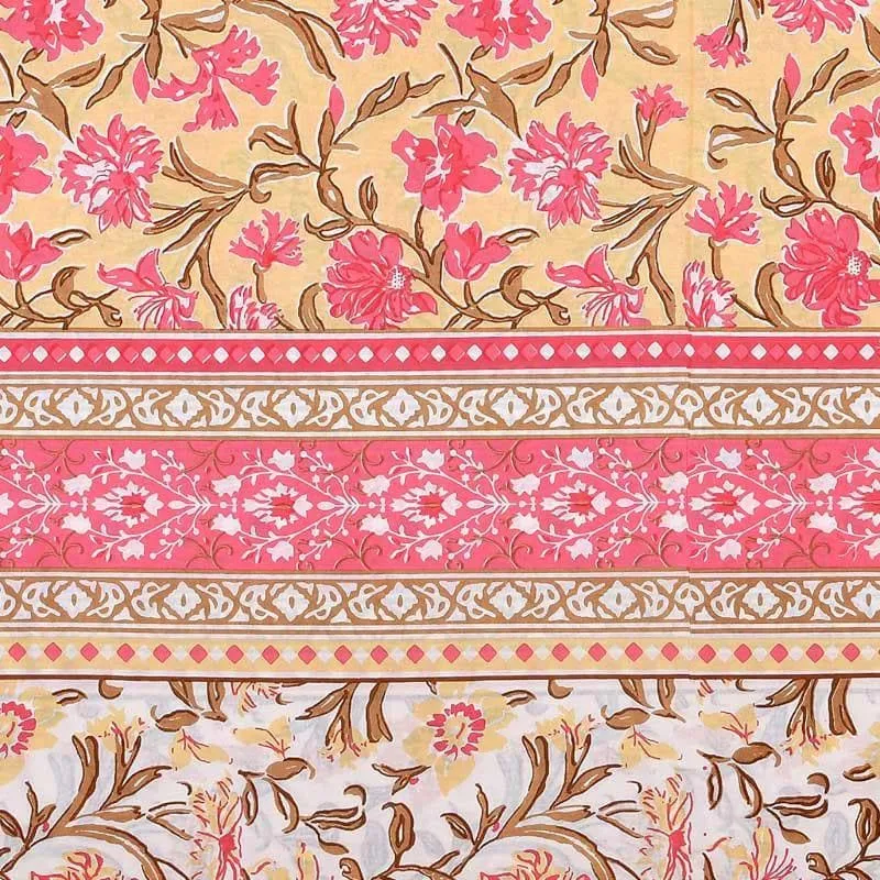Folk Floral Fiesta Cotton Bedsheet (Orange) - 180 TC media 7
