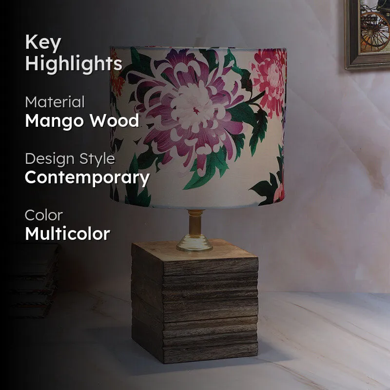 Miyabi Cube Printed Mango Wood Table Lamp - Multicolor media 2