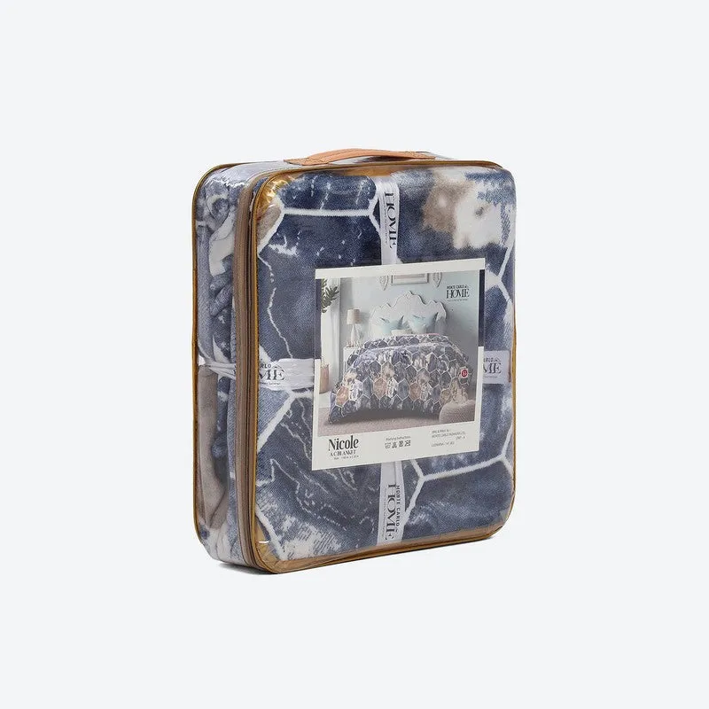 Monte Carlo Bluvynce Geometric Print Polyester Blanket (Blue) - 350 GSM media 7