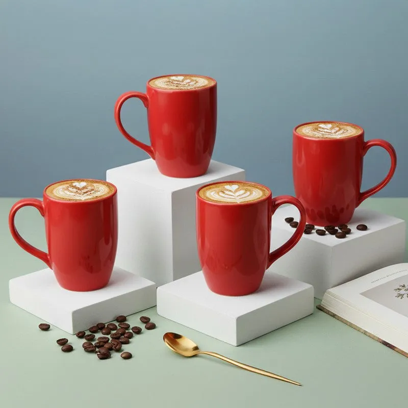 Kopi Ceramic Coffee Mug (Red/350 mL Each) - Set Of Four media 1
