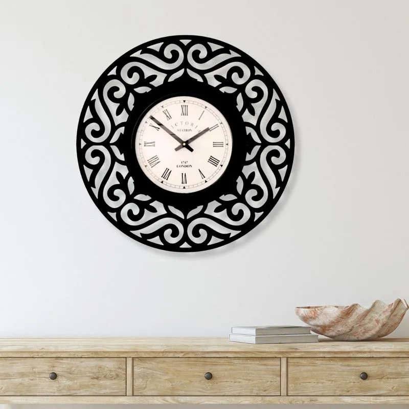 Elite Steel Analog Wall Clock - Black media 1