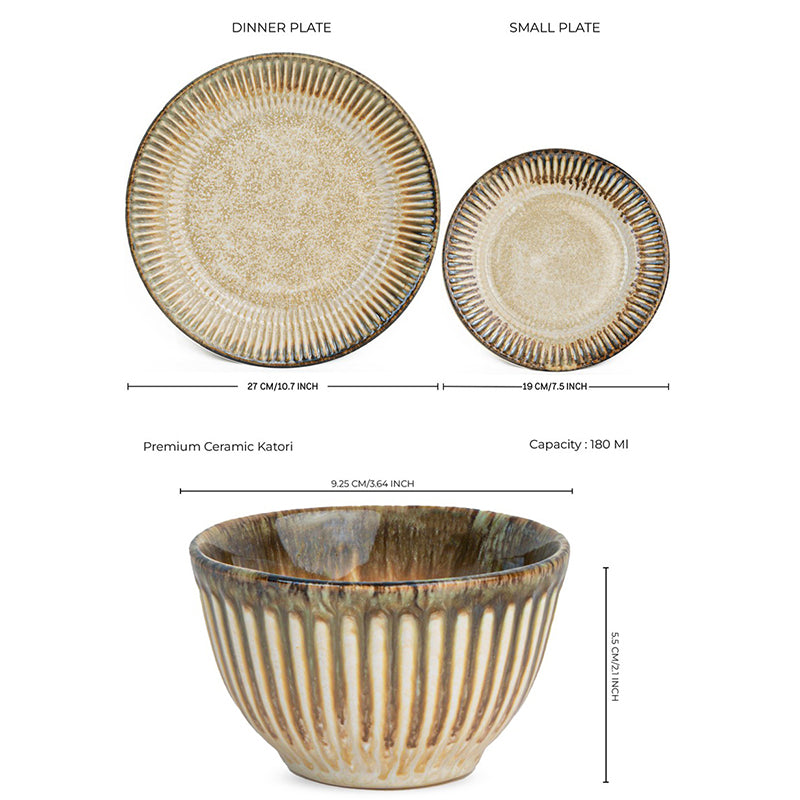 Rustic Beige Ceramic Dinner Set - 12 Piece Set media 7