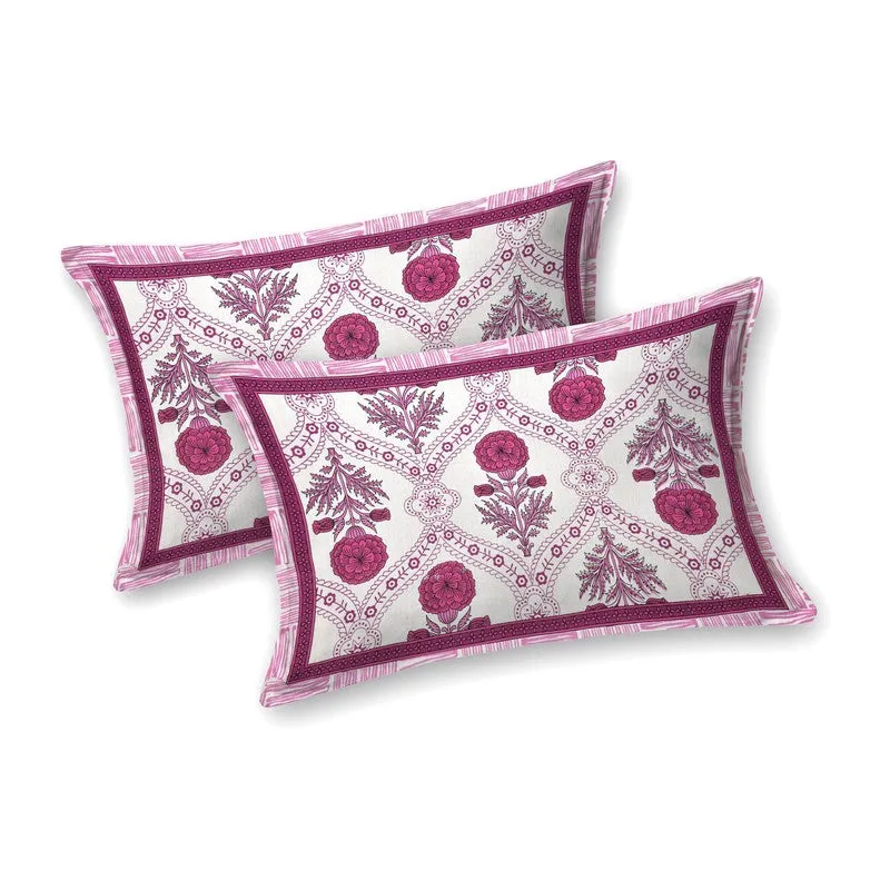 Vineen Cotton Bedsheet (Pink,White) - 240 TC media 4