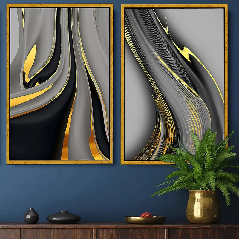 Charcoal Aura Wall Art - Set Of Two media 1