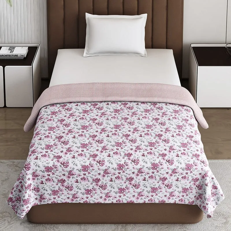 Monte Carlo Wildflower Floral Polycotton Reversible Dohar (Pink) - 150 GSM media 5
