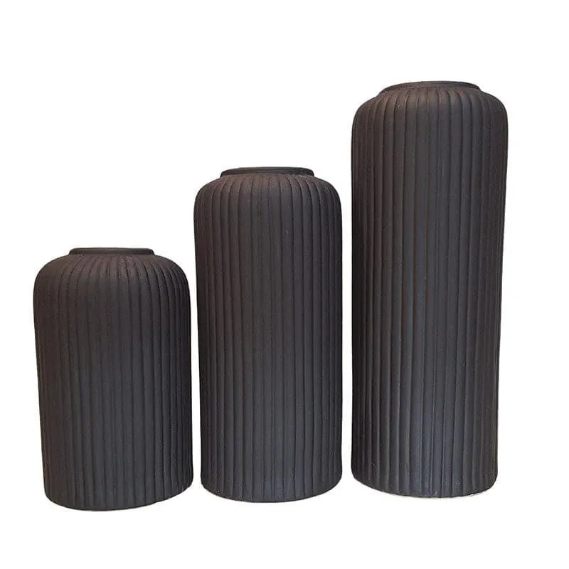 Pasha Ceramic Vase (Black) - Set Of Three media 4