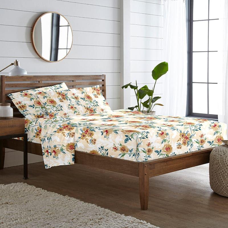 Surva Camellias Flora Cotton Bedsheet (Peach) - 254 TC media 5