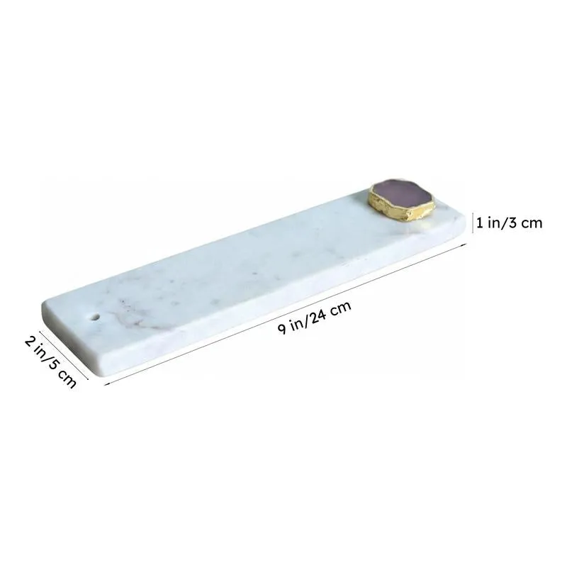 Nima Marble Incense Holder With Rose Quartz Plating - Pink media 6