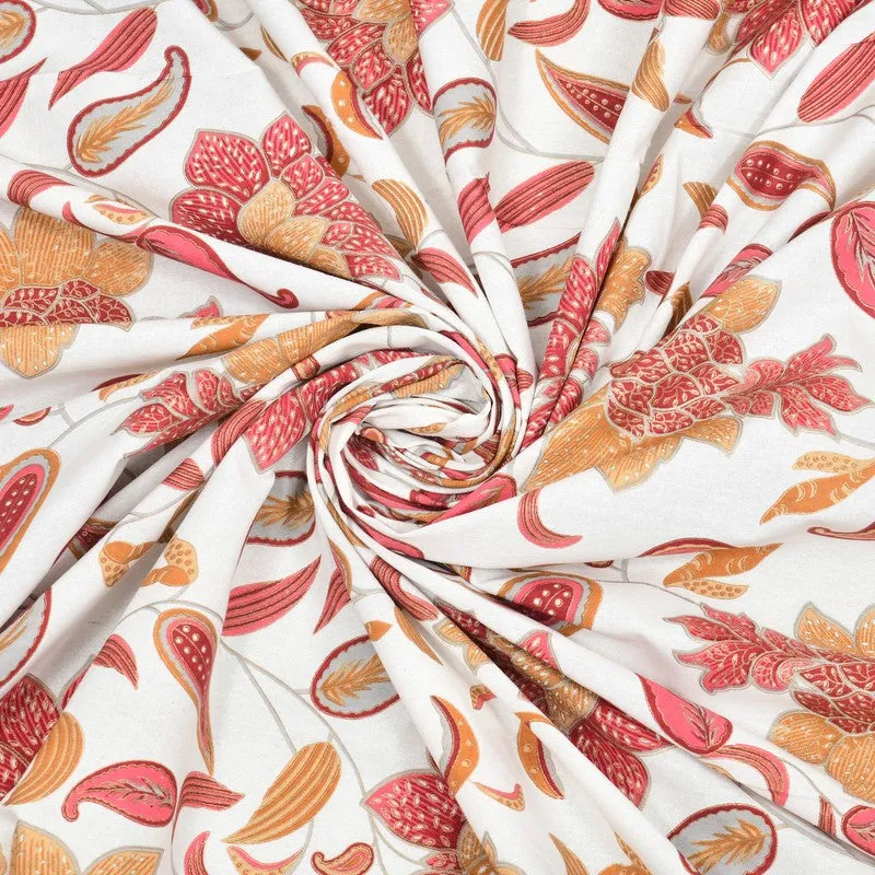 Soft Petal Cotton Bedsheet (White,Red) - 180 GSM media 8