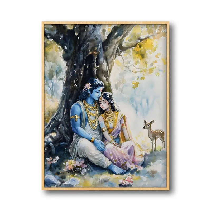 Janaki Rama Spiritual Archival Paper Wall Painting - Natural Brown Frame media 5