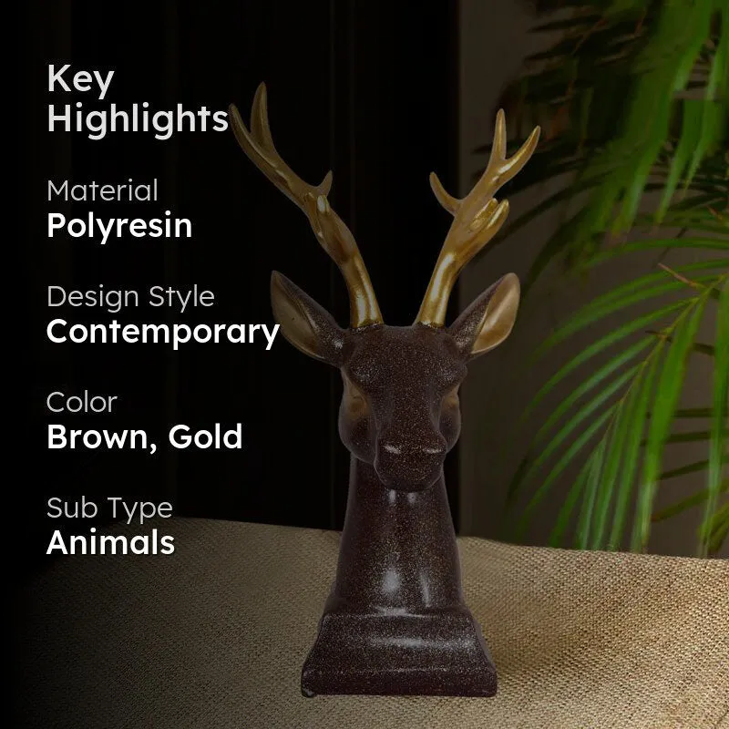 Gilded Stag Painted Polyresin Show Piece - Coffee media 2