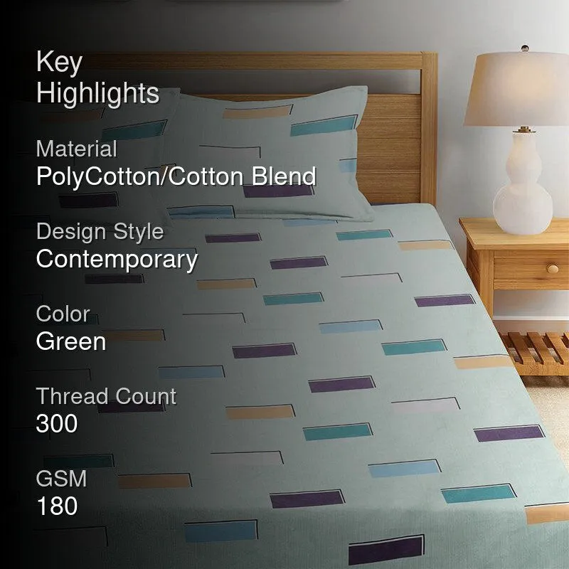Burke Geometric PollyCotton Bedsheet - 180 GSM media 2