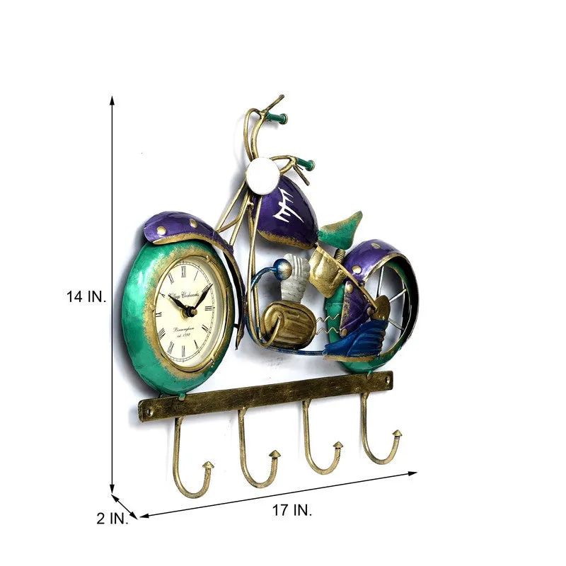 Bike Utility Key Holder Accent Metal Wall Clock media 6