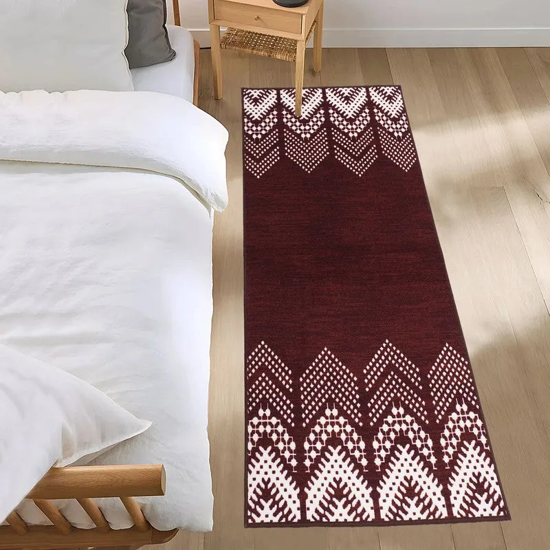 Deep Chevron Nylon Runner Rug - Maroon media 3