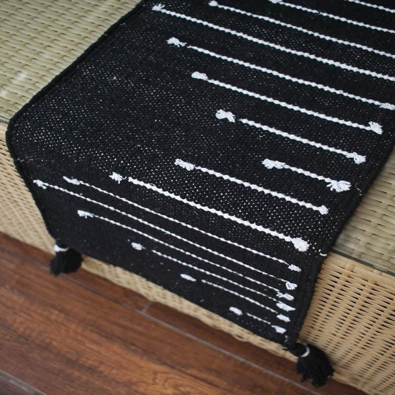 Samona Handwoven Cotton Table Runner - Black media 3