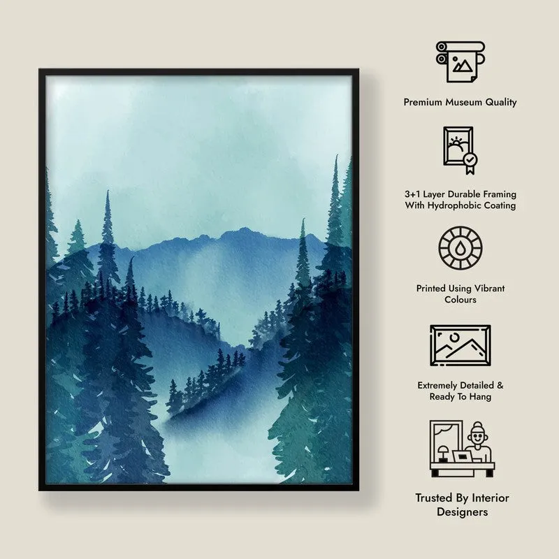 Foggy Forest Archival Paper Wall Art With Frame media 8