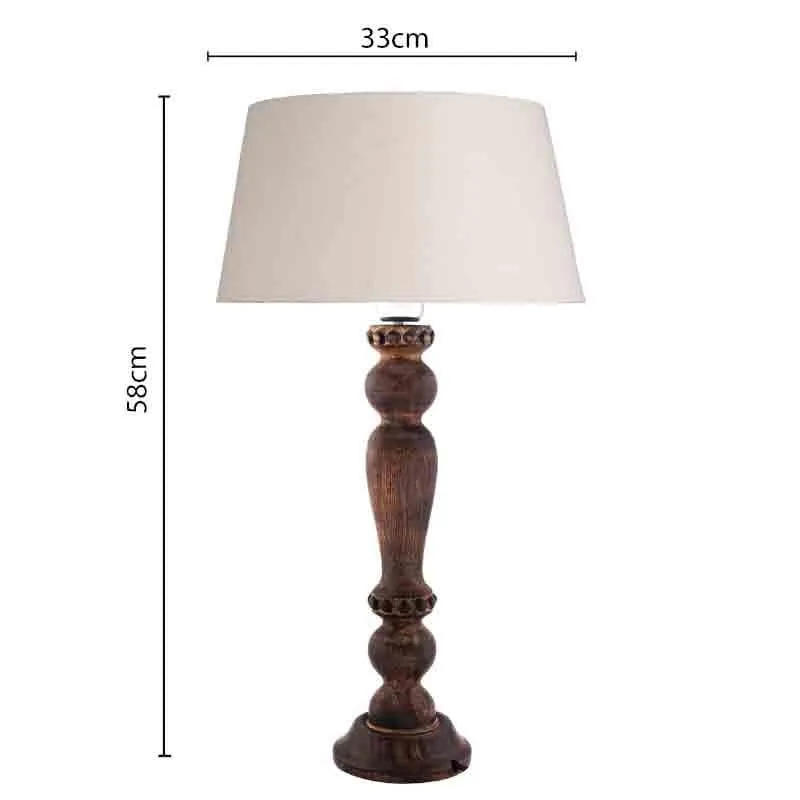 Earthie Wooden Fabric Table Lamp - Brown,Beige media 7