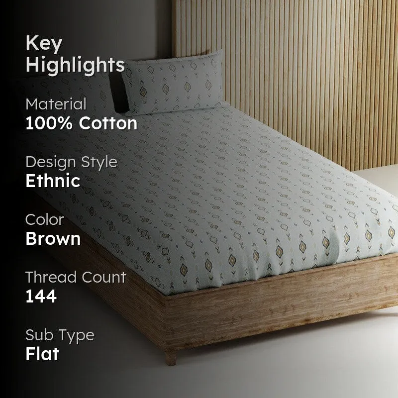Deynor Cotton Bedsheet (Brown) - 144 TC media 2