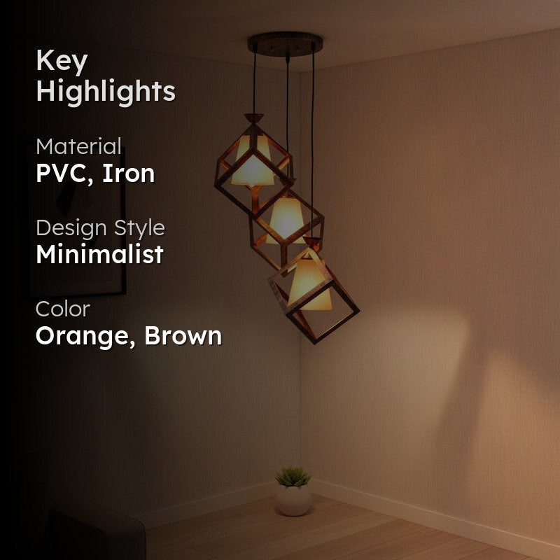 Crimson Glow PVC Ceiling Lamp - Orange media 2